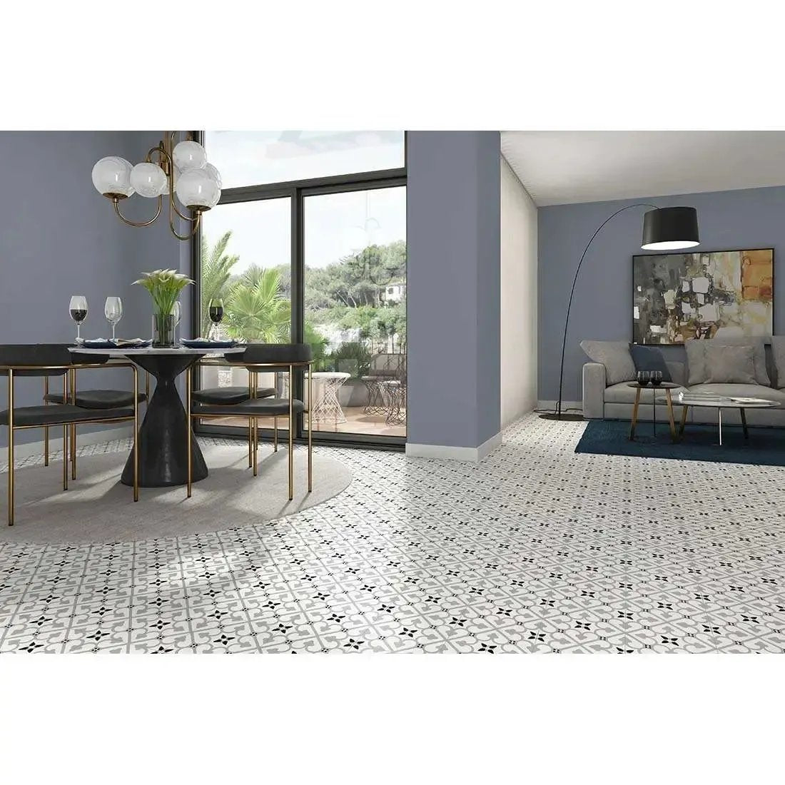 Brighton Grey 45 x 45 cm Retro Style porcelain Tile Vivido Tiles Harrogate