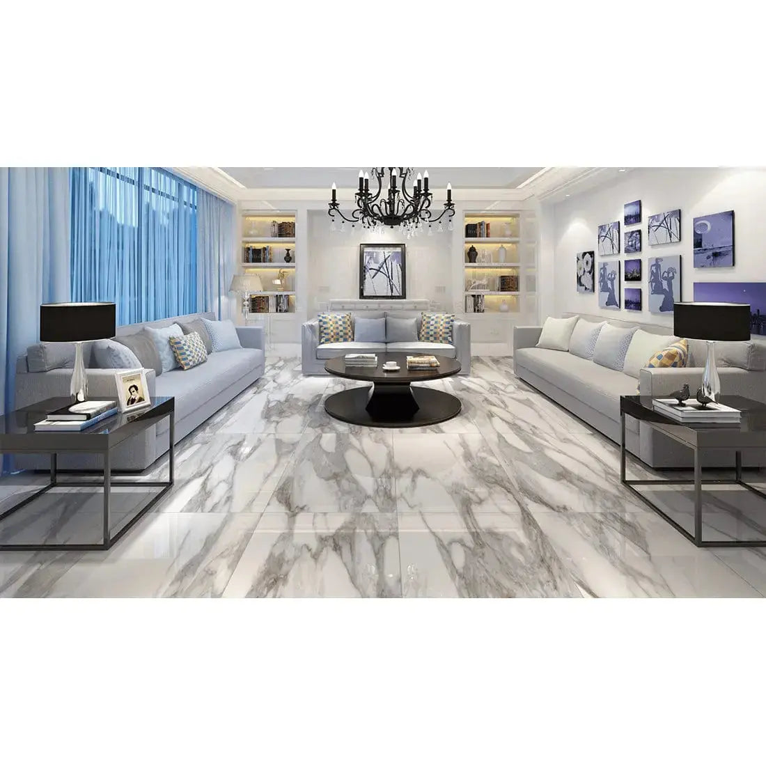 Calacutta White 60x120 cm 10 mm High Gloss Porcelain Tile £19.99 Vivido Tiles Uk