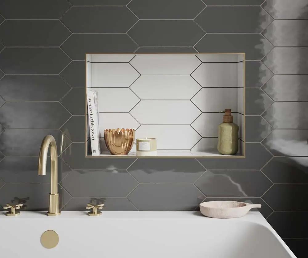 Cast Charcoal Glazed Ceramic Wall Tile 100x300 mm £54.99 sq.m Vero