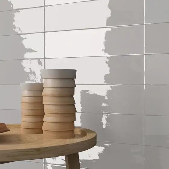 Crafted Gradient Plain Grey ceramic Wall Tile 75x300mm £64 sq.m Vero