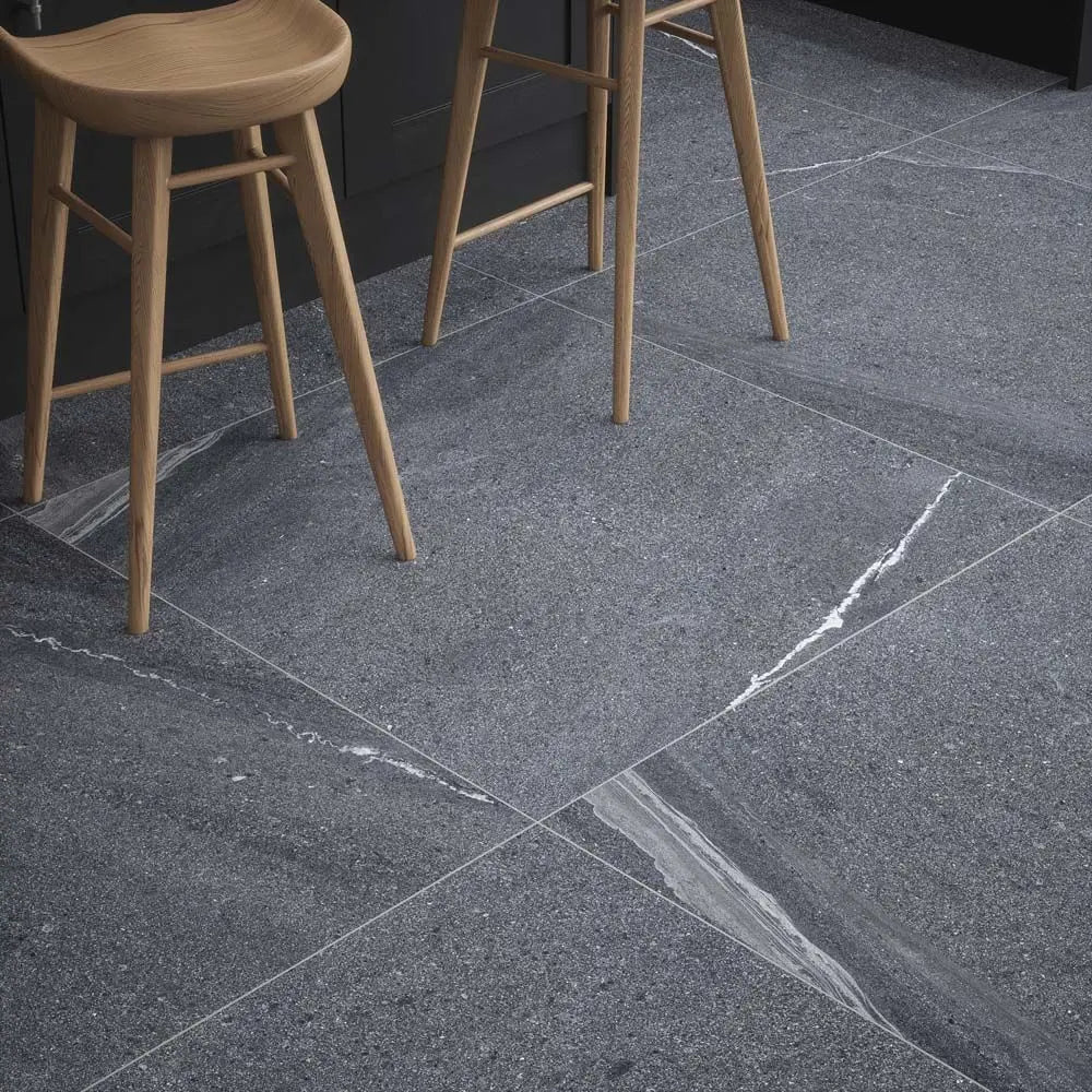 East Anyhracite 100x100 cm marble effect porcelain tiles from £49.99 per sq.m Vero