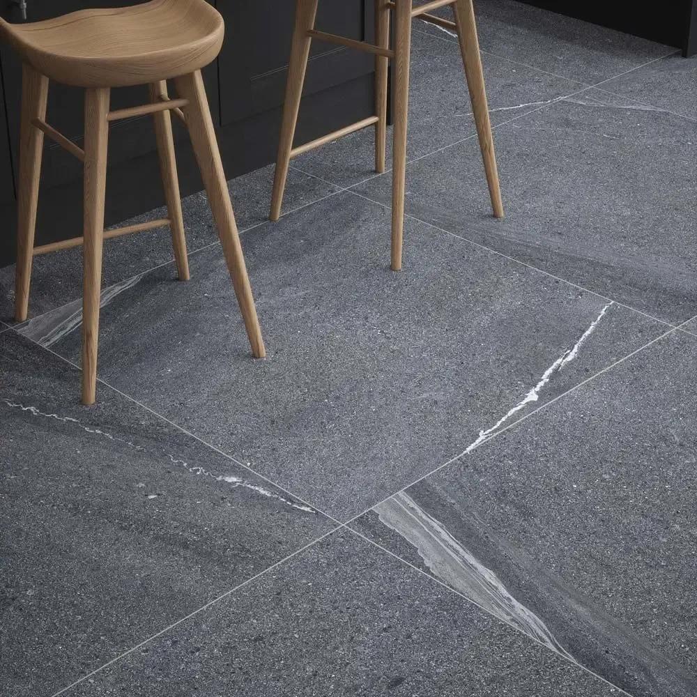 East Anyhracite 100x100 cm marble effect porcelain tiles from £49.99 per sq.m Vero