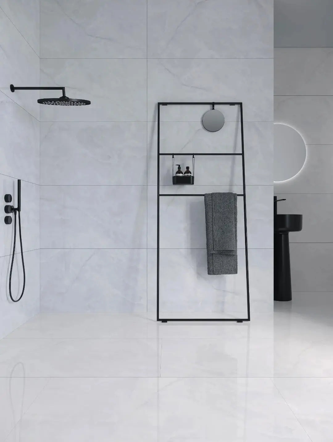 Porcelain Tile Ginza Blue polished 60x120 cm marble effect wall and floor - Vivido Tiles