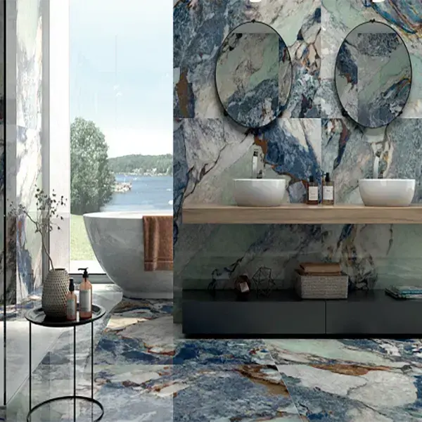 Greta Blue 120x120 cm Large Polished Porcelain Tiles. from £59.99 sq.m vivido-tiles-uk