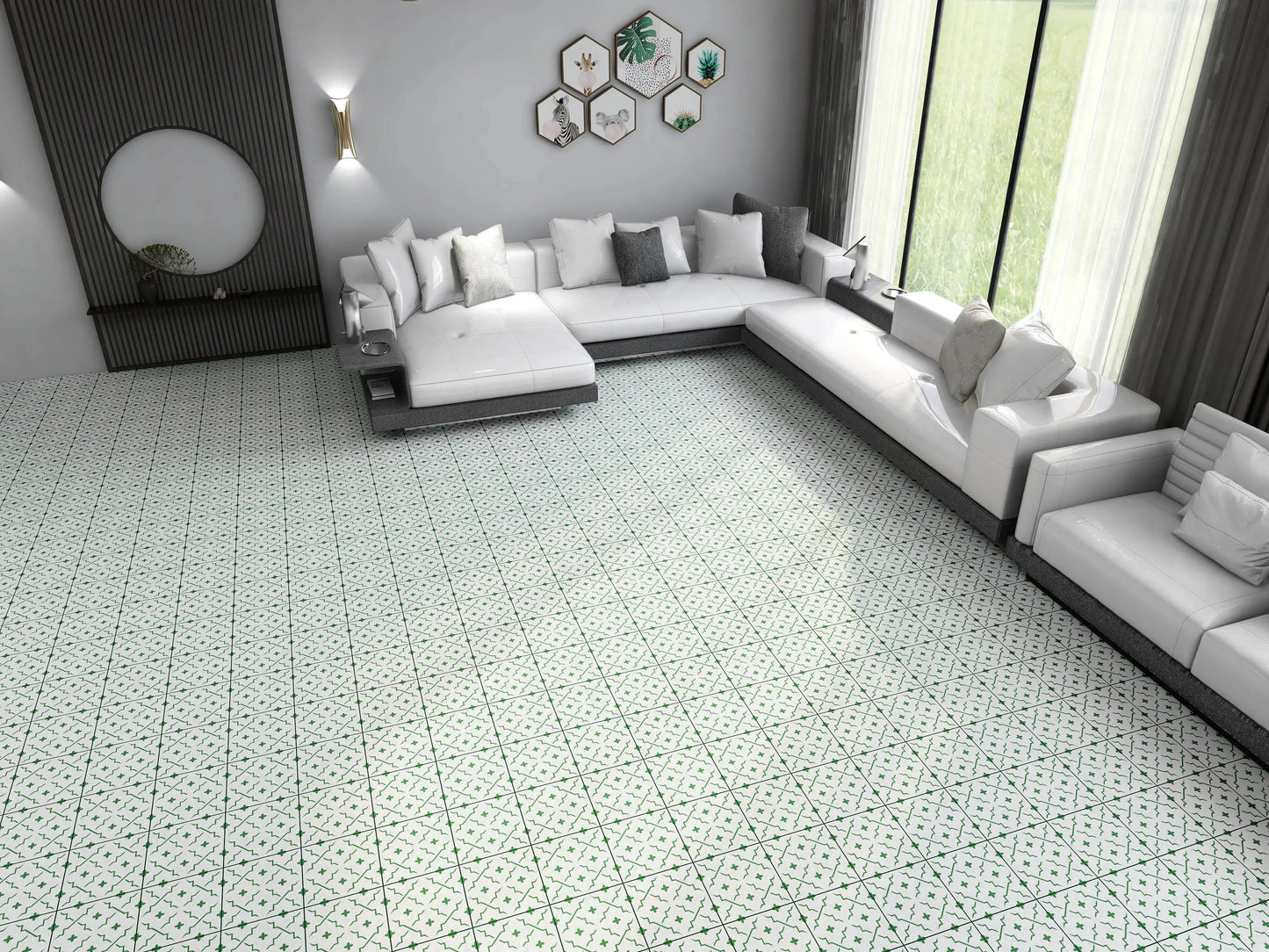 HACKNEY GREEN Patterned Tiles 20x20 Matt Ceramic wall and floor from ONLY £27.99 sq.m -Vivido-tiles-uk