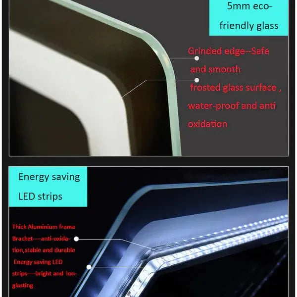 Bathroom Mirror with LED Lights, Anti Fog Touch Sensor Switch IP44 Rated vivido