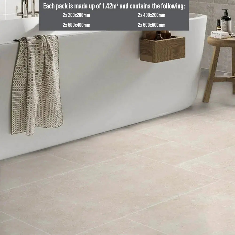 ITALIAN Luciana Chalk Matt Glazed Porcelain Modular Opus Pack 1.42m2 £79 vivido-tiles-uk