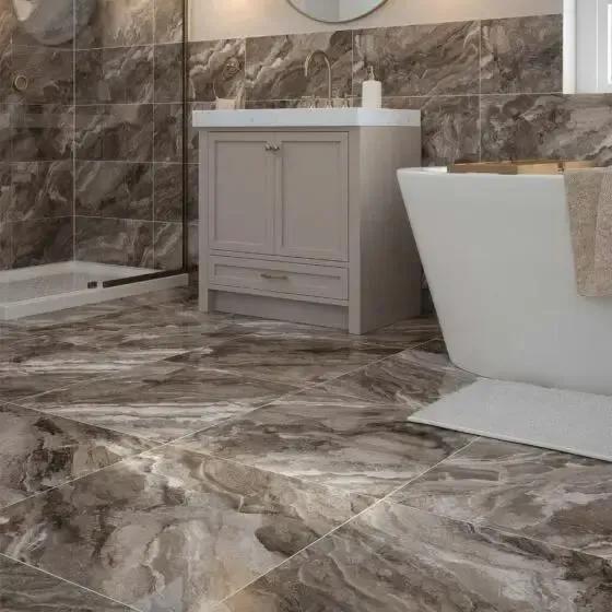 Kore Slate grey Porcelain Tile 600x600 mm Wall & Floor £39.99 sq.m - Vivido Tiles