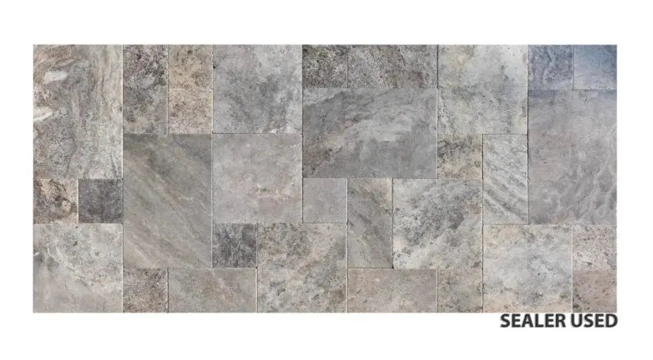 Natural Stone Silver Travertine Multi size 14.84 sq.m £799 - Vivido Tiles