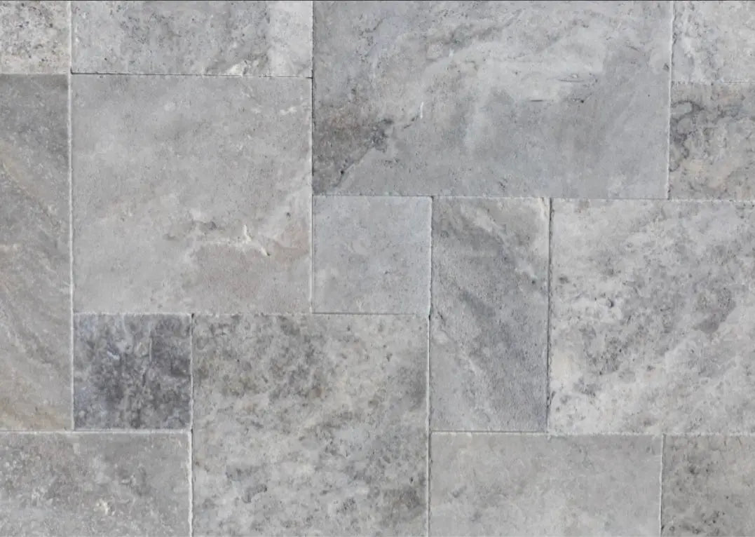 Natural Stone Silver Travertine Multi size 14.84 sq.m £799 - Vivido Tiles