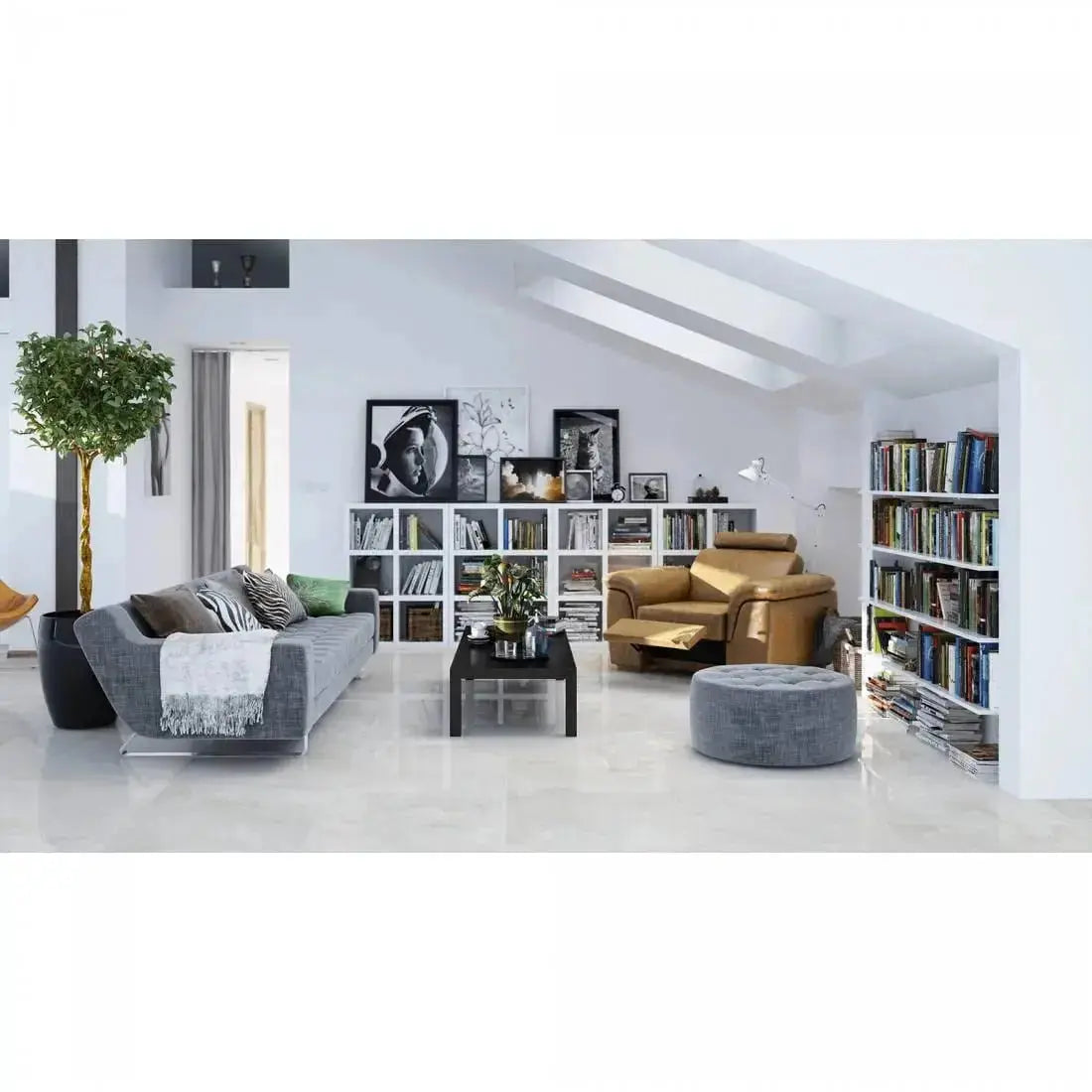 Ocean Blanco Concrete effect polished 60x60 cm Porcelain Tiles from £18.99 sq.m (Copy) DS