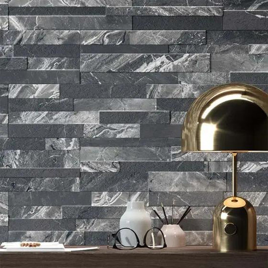 Oswald Black Split Face Matt Porcelain Wall 150x610 mm Porcelain feature wall tiles £59.99 sq.m Vero