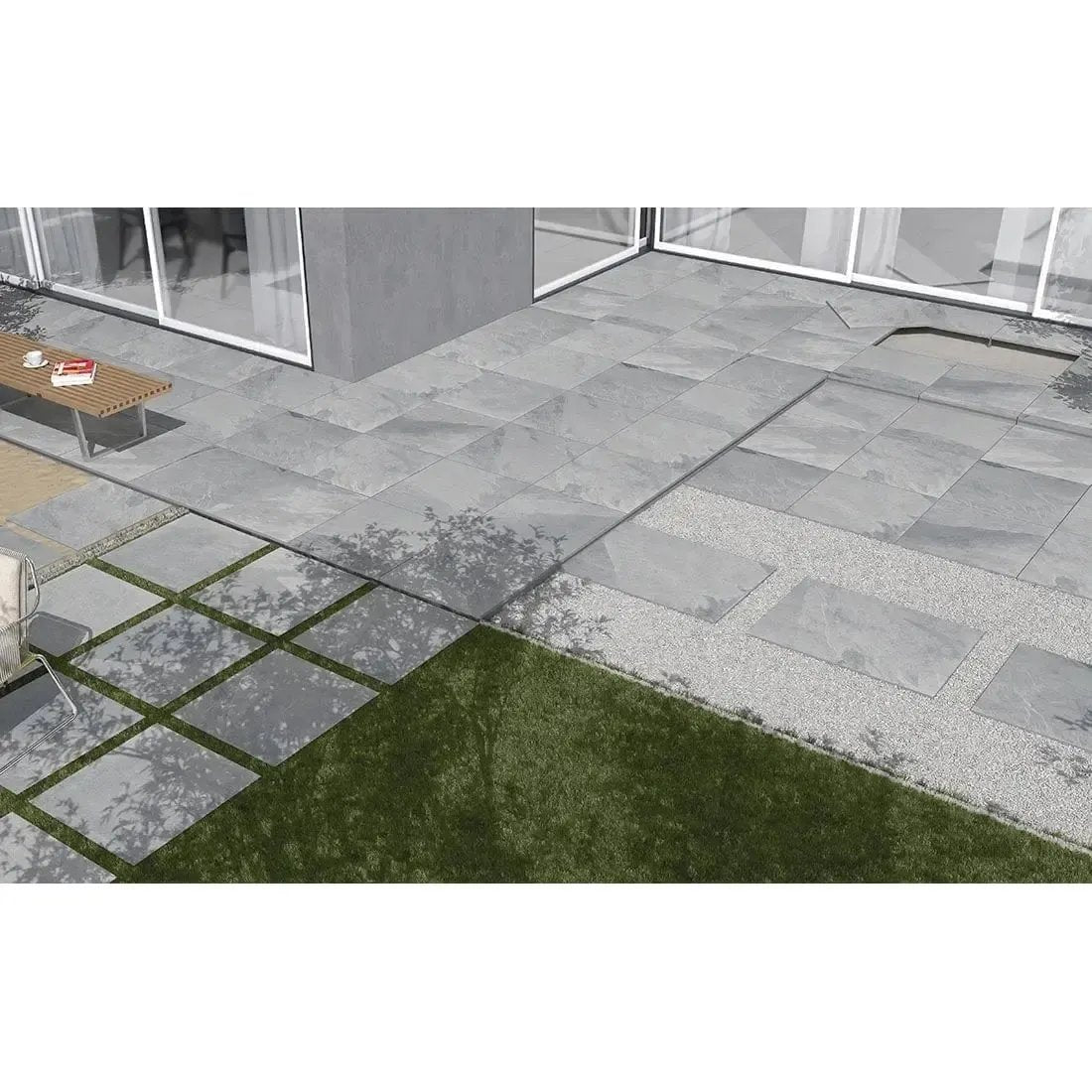 Brazil Slate Grey 60x90x2 cm Outdoor Porcelain Paving £33.30 sq.m Vivido Tiles Uk