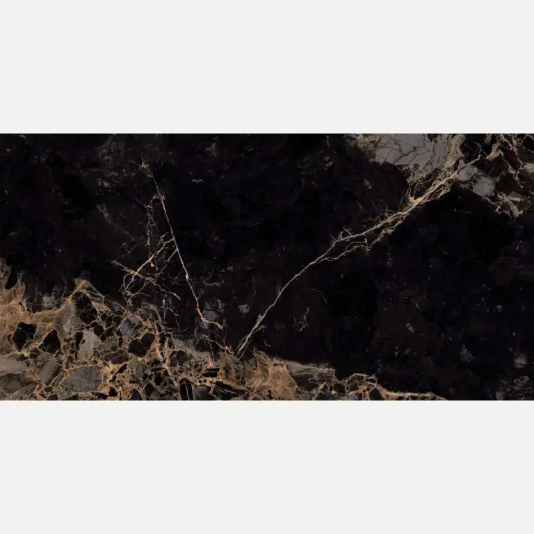 Porcelain Tiles Jadore black Gold polished 60x120x0.7 cm marble effect wall and floor