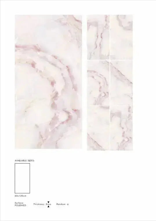 ONYX PINK 60 x 120 cm 9 mm Full Polished Porcelain Tile £27.99 vivido-tiles-uk