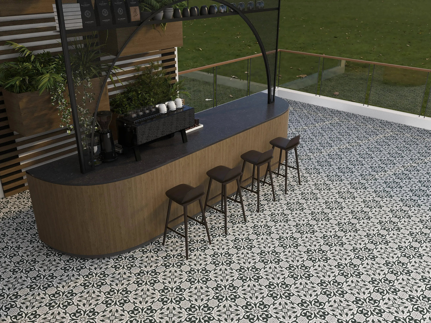 SAVILE BLACK Patterned Tiles 20x20 Matt Ceramic wall and floor from ONLY £27.99 sq.m -Vivido-tiles-uk