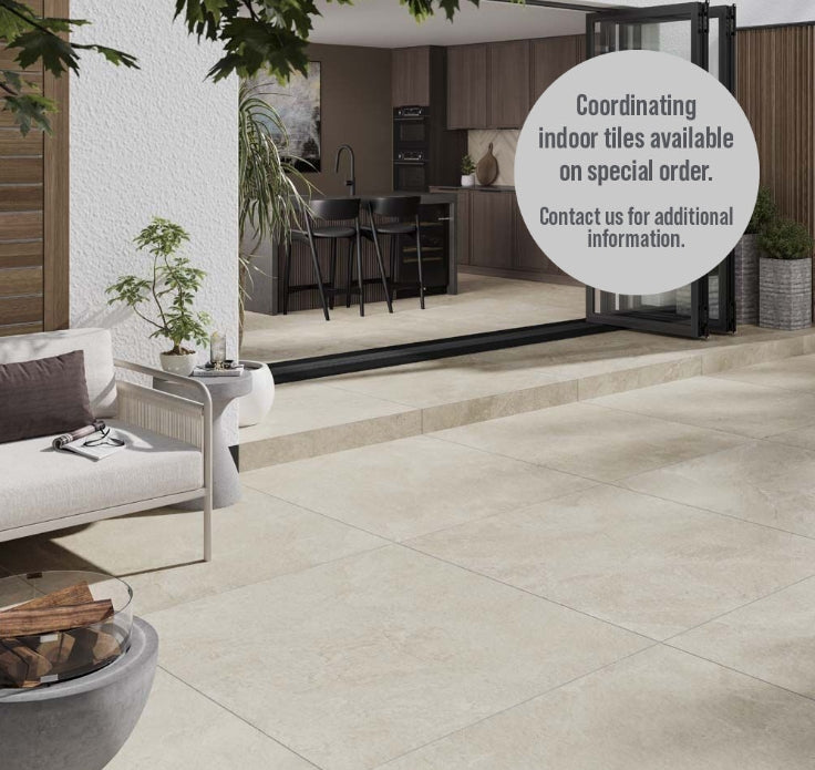 Spanish Outdoor Porcelain Tile Cream mix slate 1000x1000 x20 mm Vero
