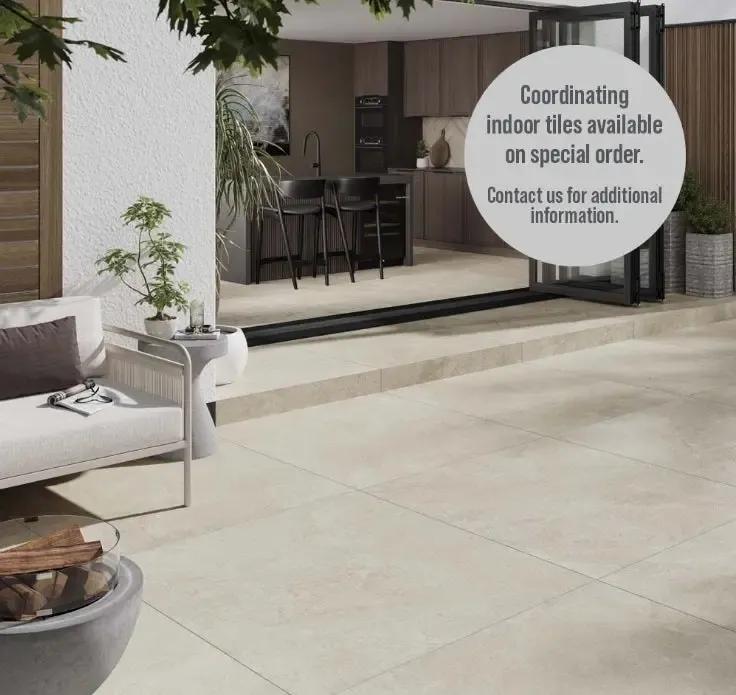 Spanish Outdoor Porcelain Tile Cream mix slate 1000x1000 x20 mm Vero