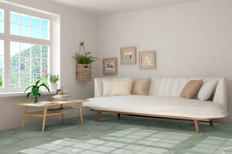 Spanish San Francisco Hex Aquamarine matt Porcelain Tiles 52x60 cm