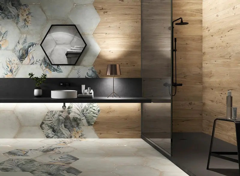 Spanish San Francisco Hex White Decor matt Porcelain Tiles 52x60 cm