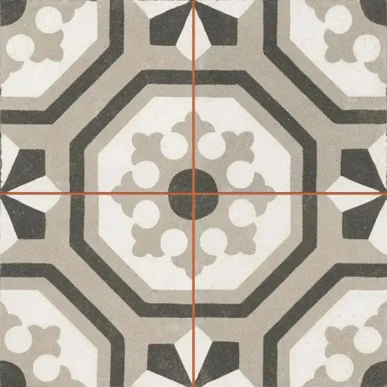 Spanish Zayda Grey Matt Vitrified Ceramic patterned tiles 450x450mm £49.99 vivido-tiles-harrogate