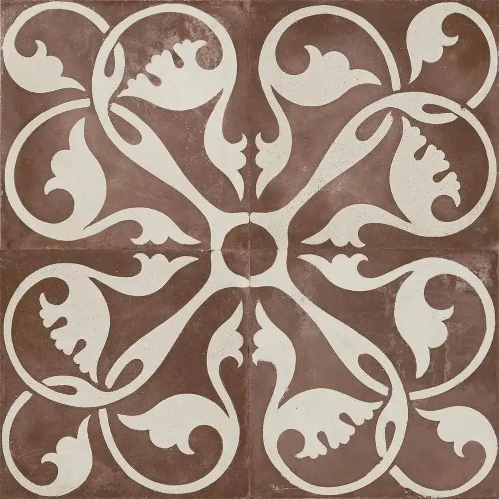 Spanish Zayda Mocha Matt Vitrified Ceramic patterned tiles 450x450mm £49.99 Vero