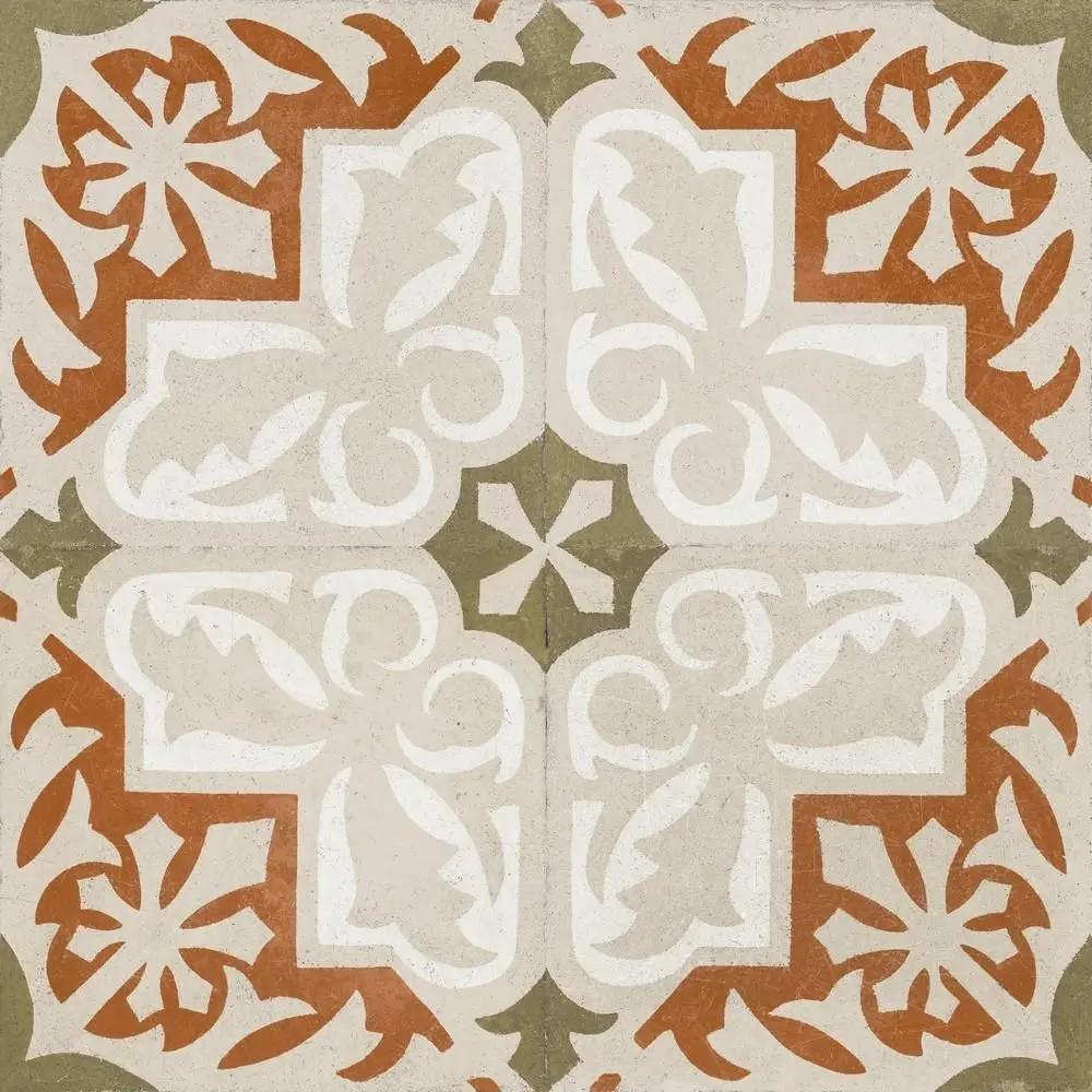 Spanish Zayda Terracotta Matt Vitrified Ceramic patterned tiles 450x450mm £49.99 Vero