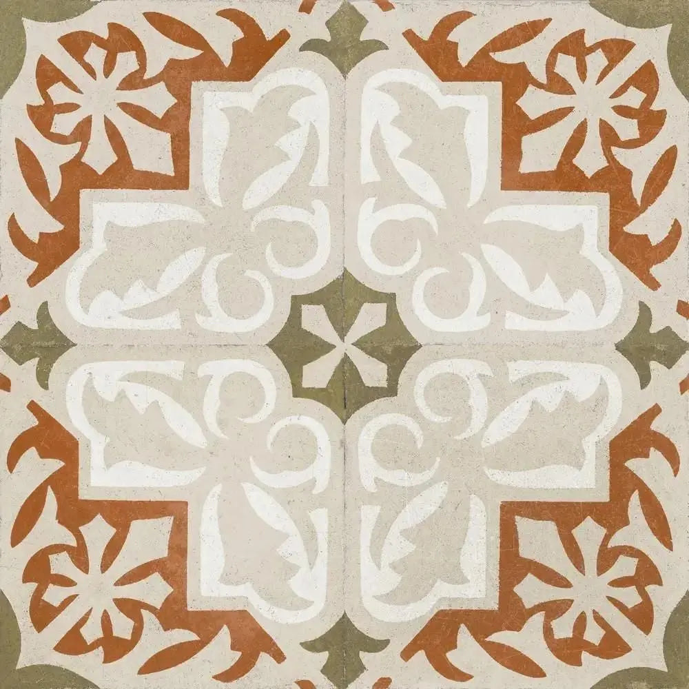 Spanish Zayda Terracotta Matt Vitrified Ceramic patterned tiles 450x450mm £49.99 vivido-tiles-harrogate