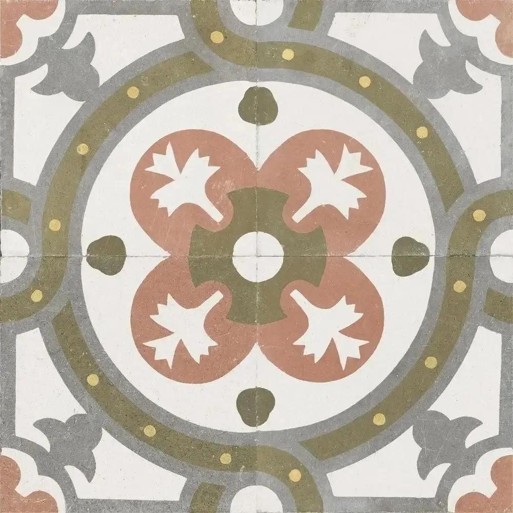 Spanish Zayda sage multi Matt Vitrified Ceramic patterned tiles 450x450mm £49.99 vivido-tiles-harrogate