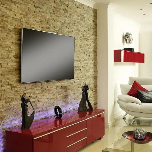 Splitface Oyster Sparke Natural stone cladding 10x36 cm feature wall tiles from £88.00 sq.m Vero