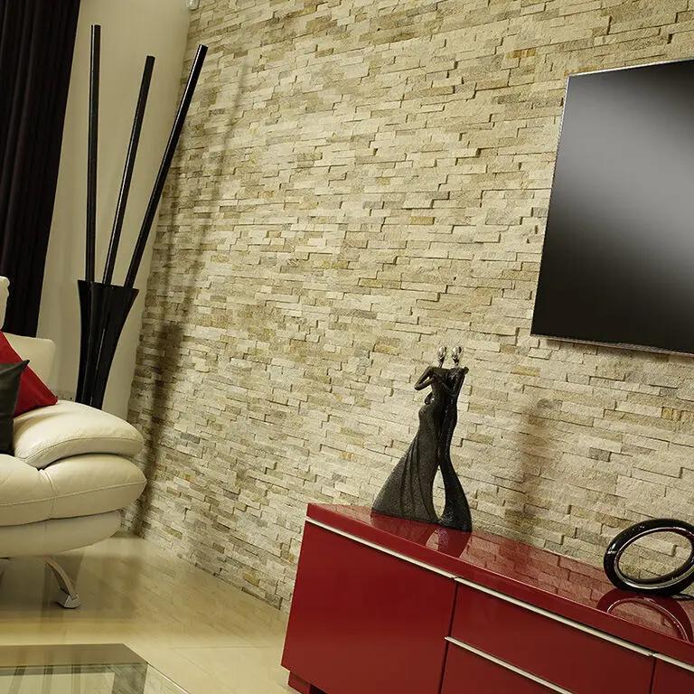 Splitface Oyster Sparke Natural stone cladding 10x36 cm feature wall tiles from £88.00 sq.m Vero