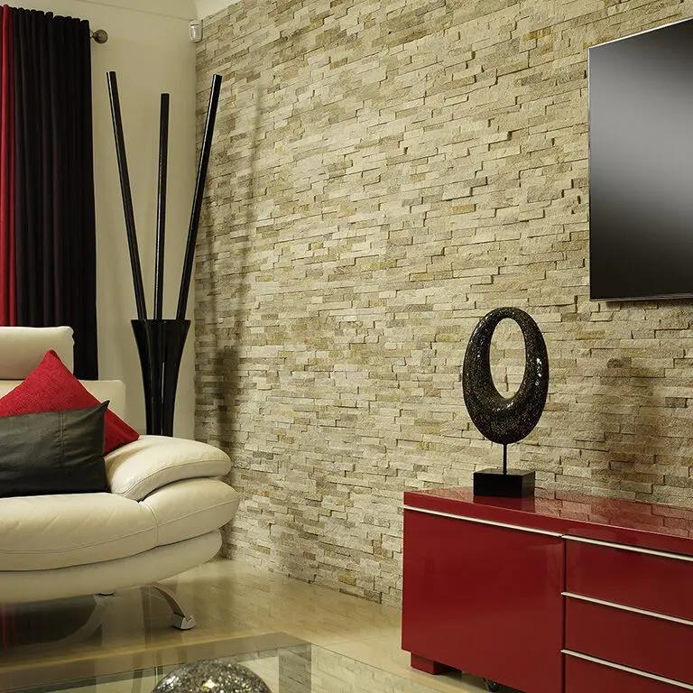 Splitface Oyster Sparke Natural stone cladding 10x36 cm feature wall tiles from £88.00 sq.m Vero