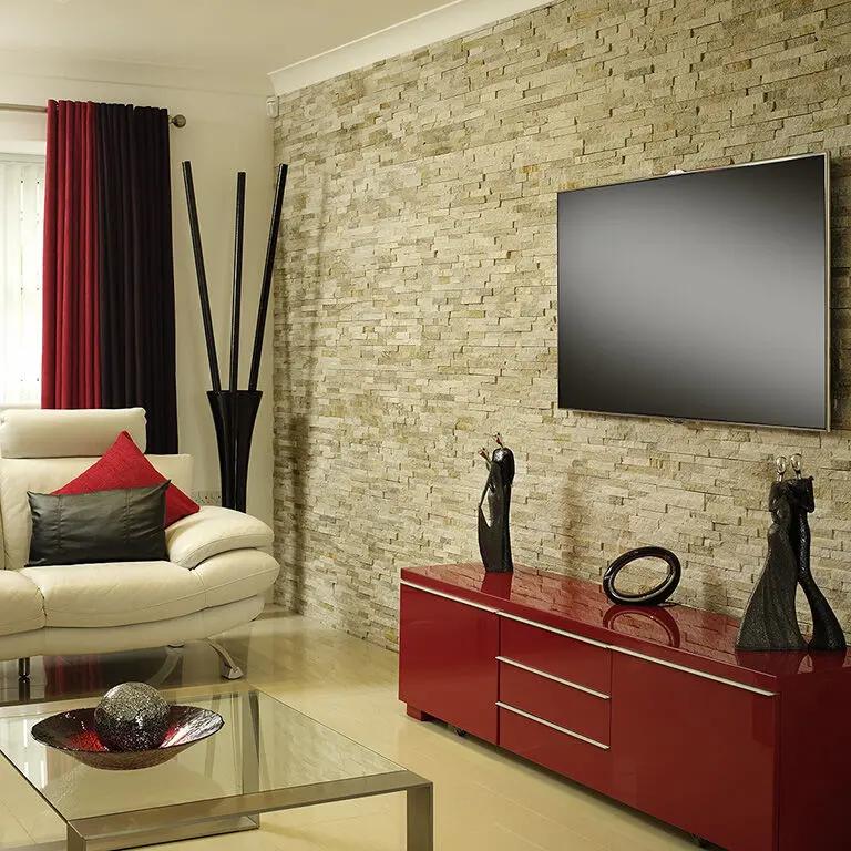 Splitface Oyster Sparke Natural stone cladding 10x36 cm feature wall tiles from £88.00 sq.m Vero