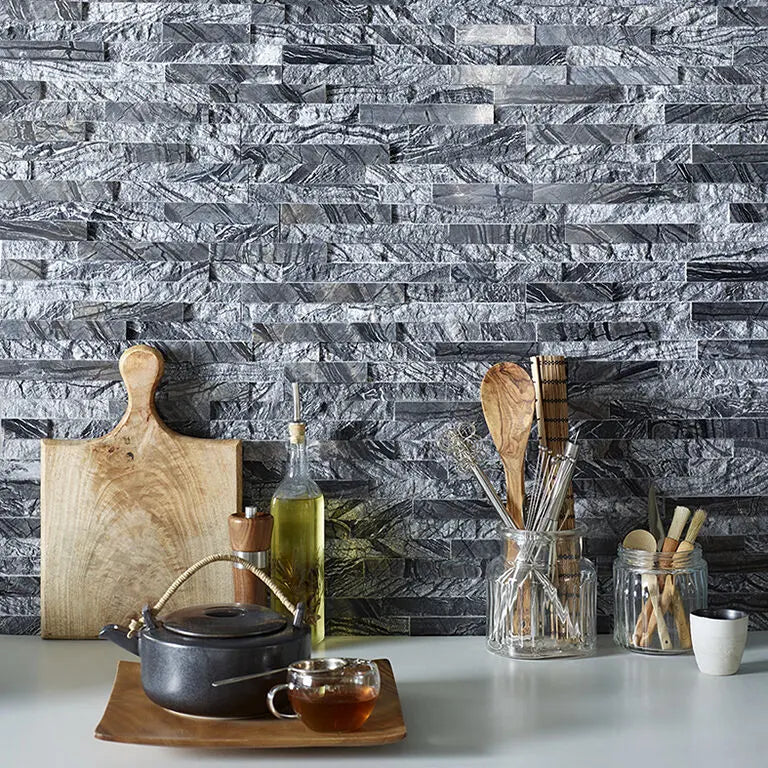 Splitface Zeus matt Natural stone 10x36 cm feature wall tiles from £92.30 sq.m Vero