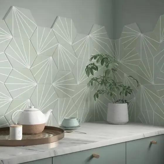 Sunburst Mint Matt Glazed Porcelain W&F 232x267mm £49.99 sq.m Vivido-tiles-harrogate