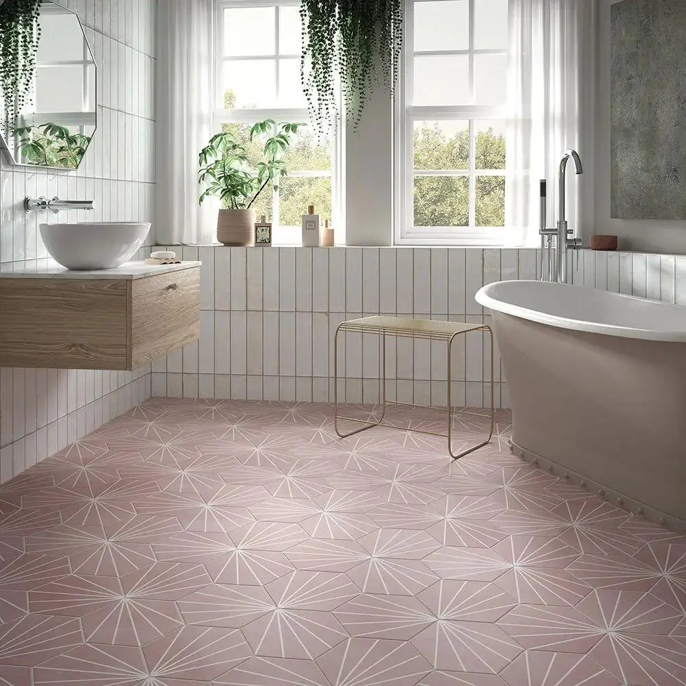 Sunburst Rose Matt Glazed Porcelain W&F 232x267mm £49.99 sq.m Vivido-tiles-harrogate