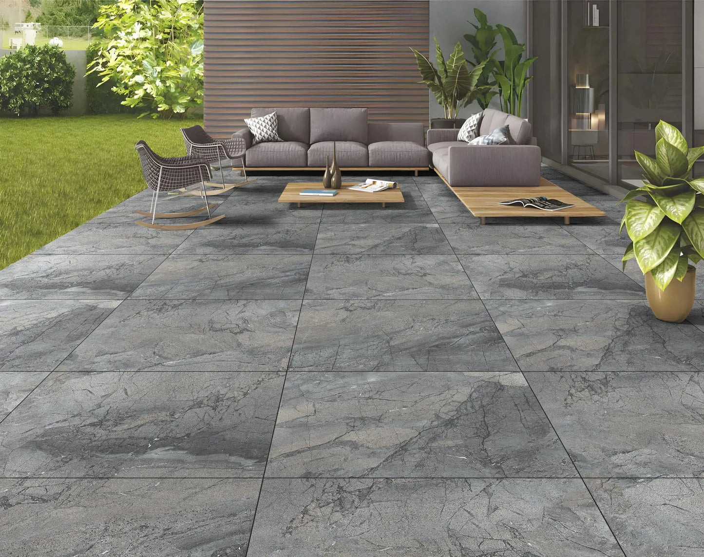 Toscana Anthracite 60x90x2 cm Outdoor Porcelain Tiles Vivido Tiles Uk