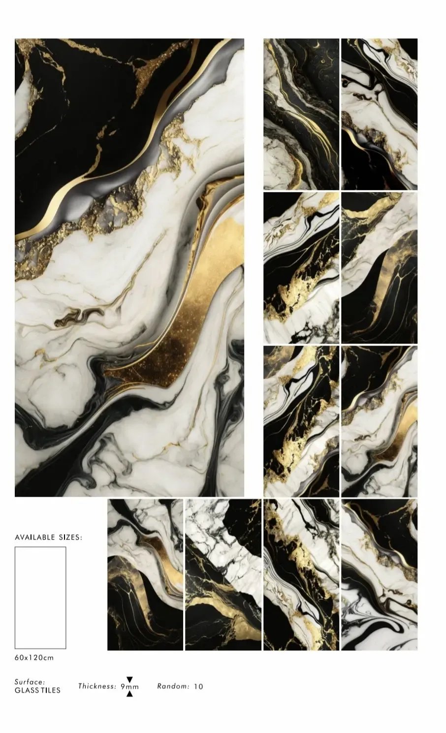Volcano Gold 60x120 cm porcelain GLASS Tiles CANO