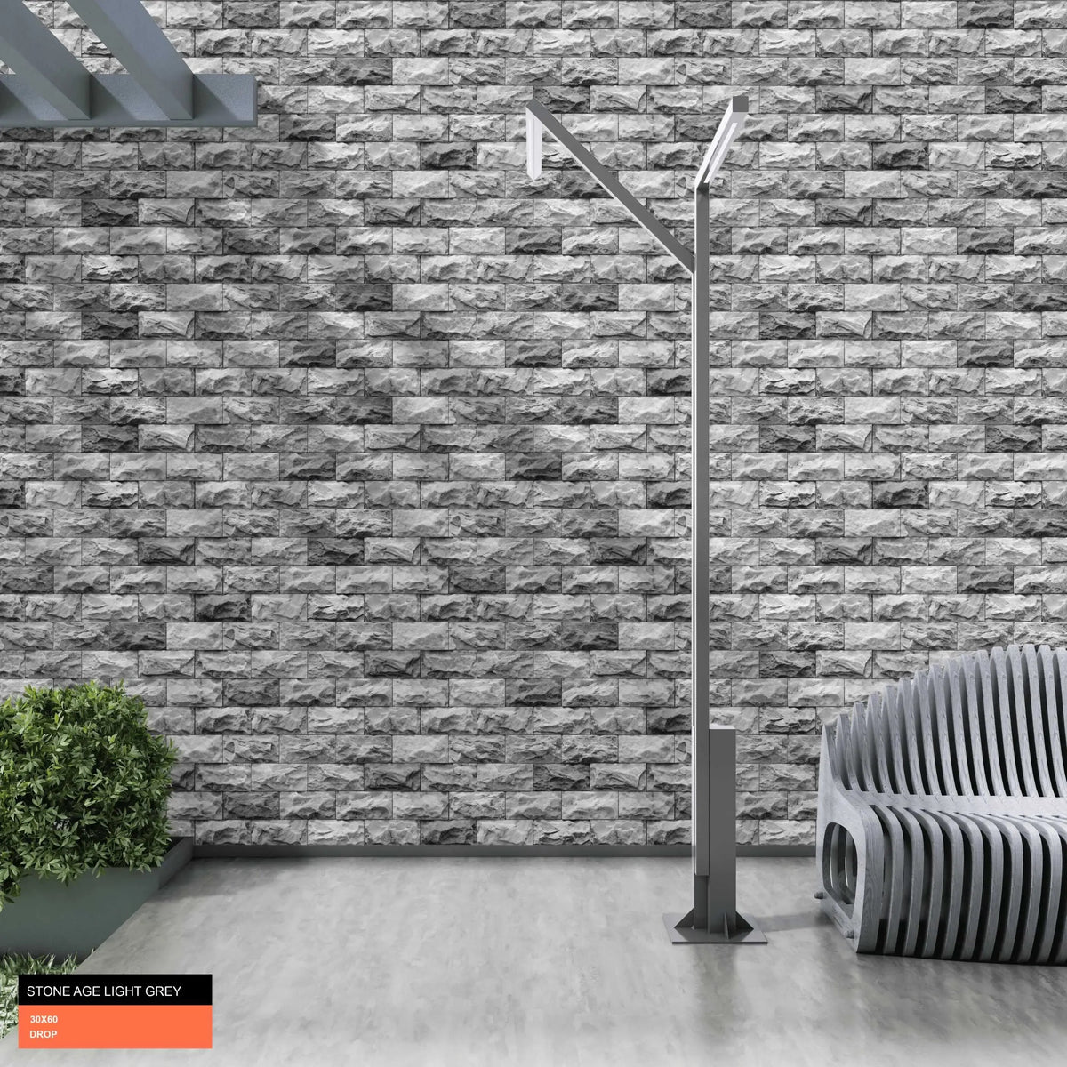 STONE AGE L.GREY 30x60 cm Ceramic Wall Tile from £15.99 sq.m CANO