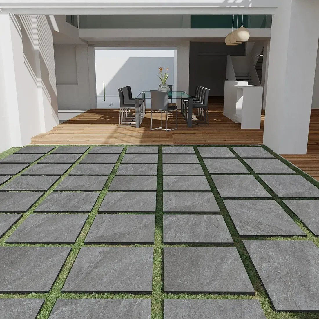 Rock Stone Grigio 60x90x2 cm Outdoor Porcelain Paving £29.99 sq.m Vivido Tiles Uk