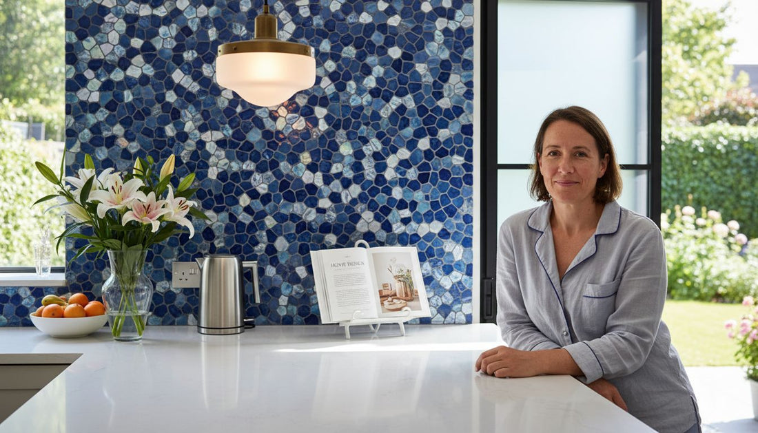 Modern UK kitchen with mosaic tile backsplash