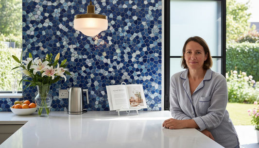 Modern UK kitchen with mosaic tile backsplash