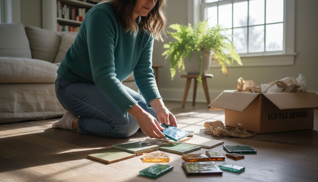 Homeowner preparing eco-friendly tiles