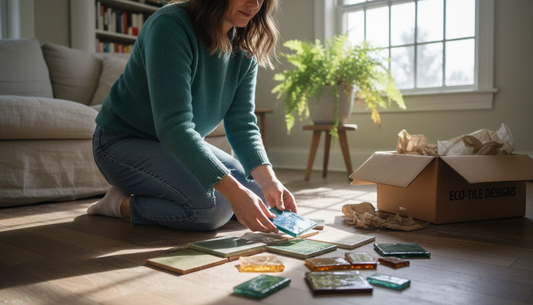Homeowner preparing eco-friendly tiles