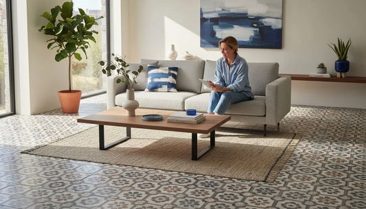 patterned tile living room