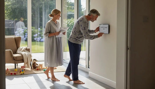 Couple enjoying tiled underfloor heating at home