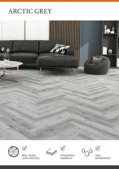 ARC GREY ESTILO HARDCORE SPC Flooring | Plank & Herringbone from £20.70 sq.m - Vivido Tiles