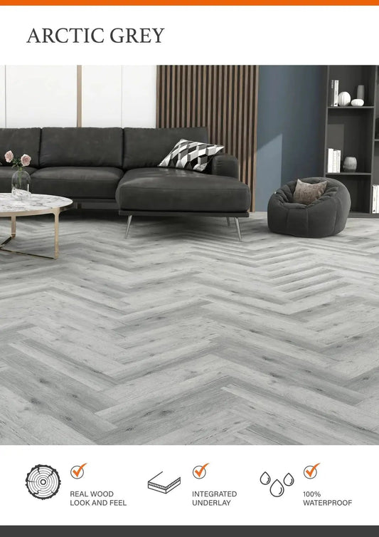 ARC GREY ESTILO HARDCORE SPC Flooring | Plank & Herringbone from £20.70 sq.m - Vivido Tiles