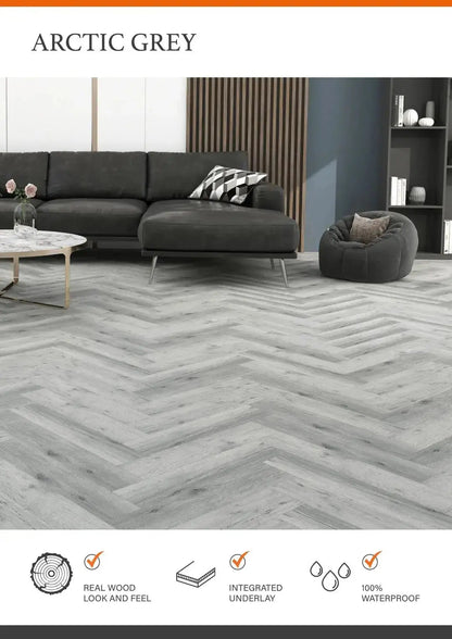 ARC GREY ESTILO HARDCORE SPC Flooring | Plank & Herringbone from £20.70 sq.m - Vivido Tiles 