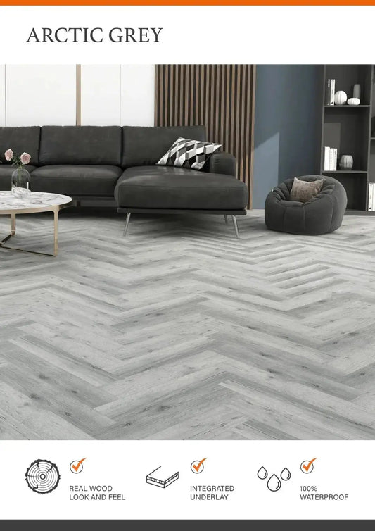 ARC GREY ESTILO HARDCORE SPC Flooring | Plank & Herringbone from £20.70 sq.m - Vivido Tiles 